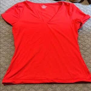 Vibrant Red V-Neck Short Sleeve Tee